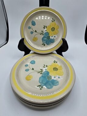 4 JI Stonecrest Andre Ponche 202 Happy 7" Salad Plates Handpainted Korea